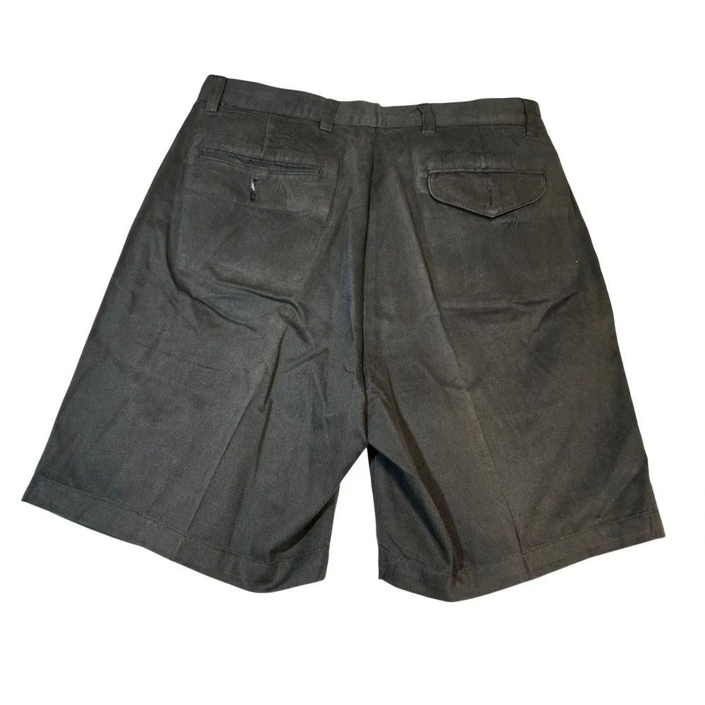 Nautica Mens Pleated Chino Shorts Cotton Black Casual Preppy 34